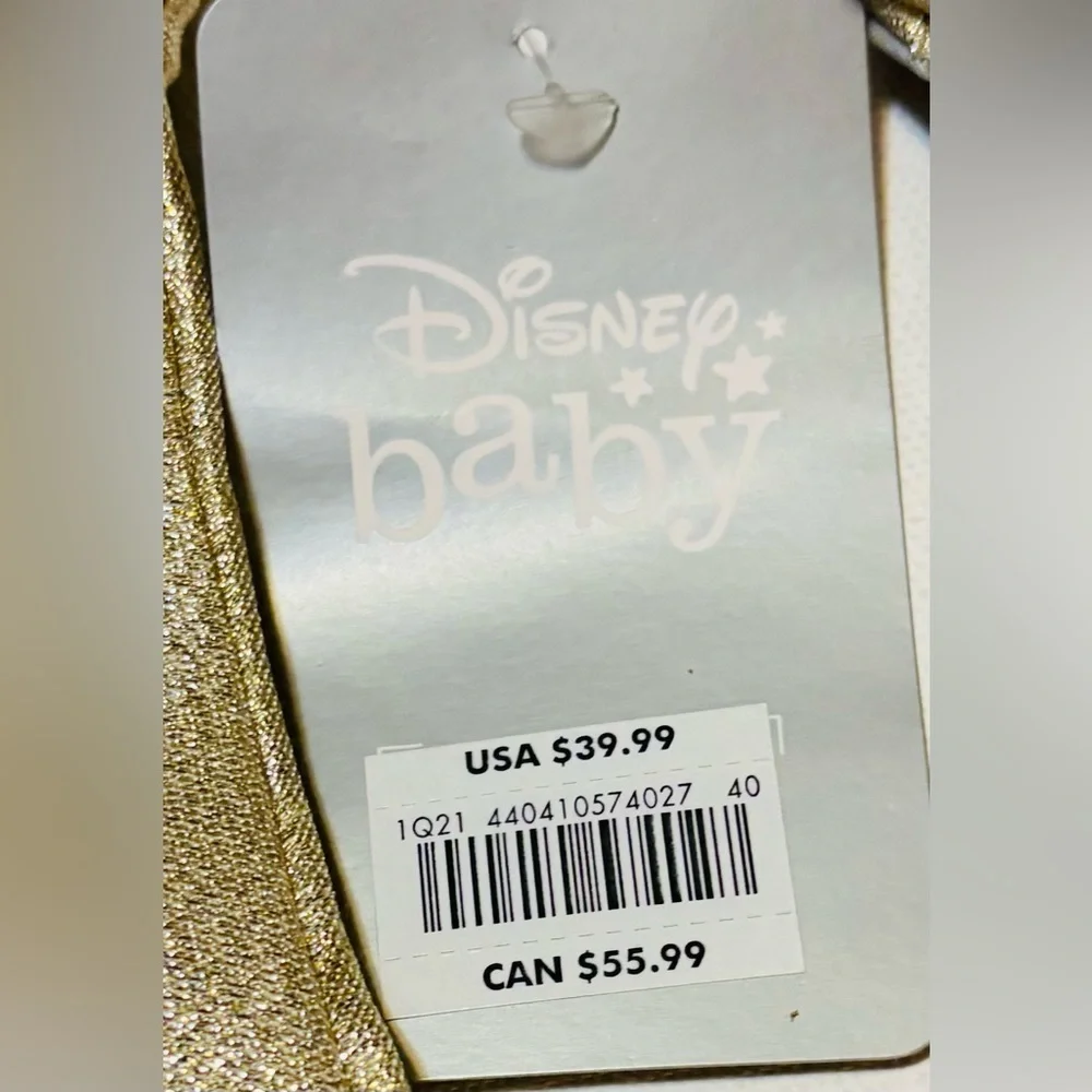 Disney Baby Minnie Mouse gold holiday dress with Headband NWT